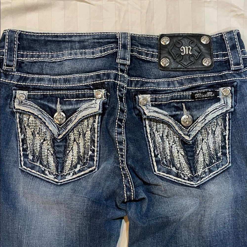 Miss Me Women's Blue Skinny Jeans with Silver Accents
